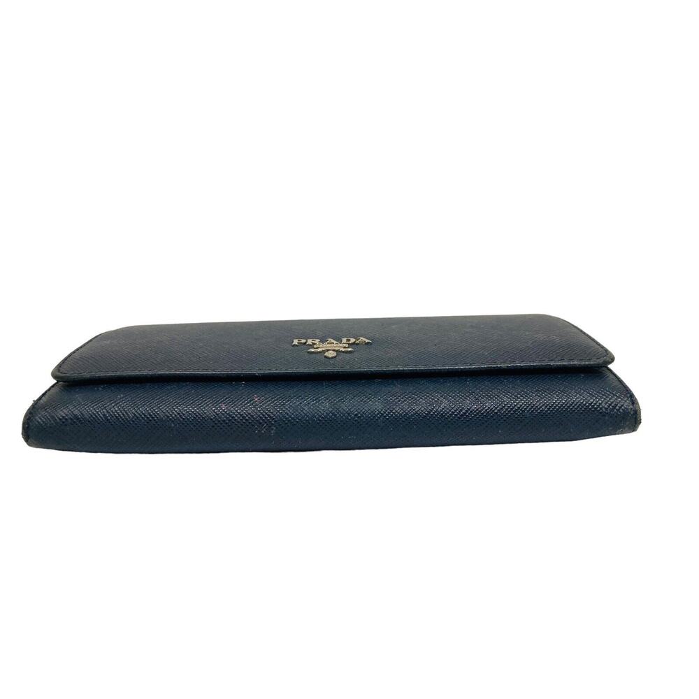 PRADA Blue Continental Saffiano-Textured Leather Long Wallet - Picture 5 of 9
